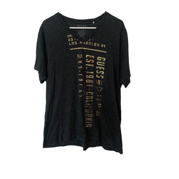 Guess Shirts Guess V Neck Tshirt Black And Gold Xl Poshmark